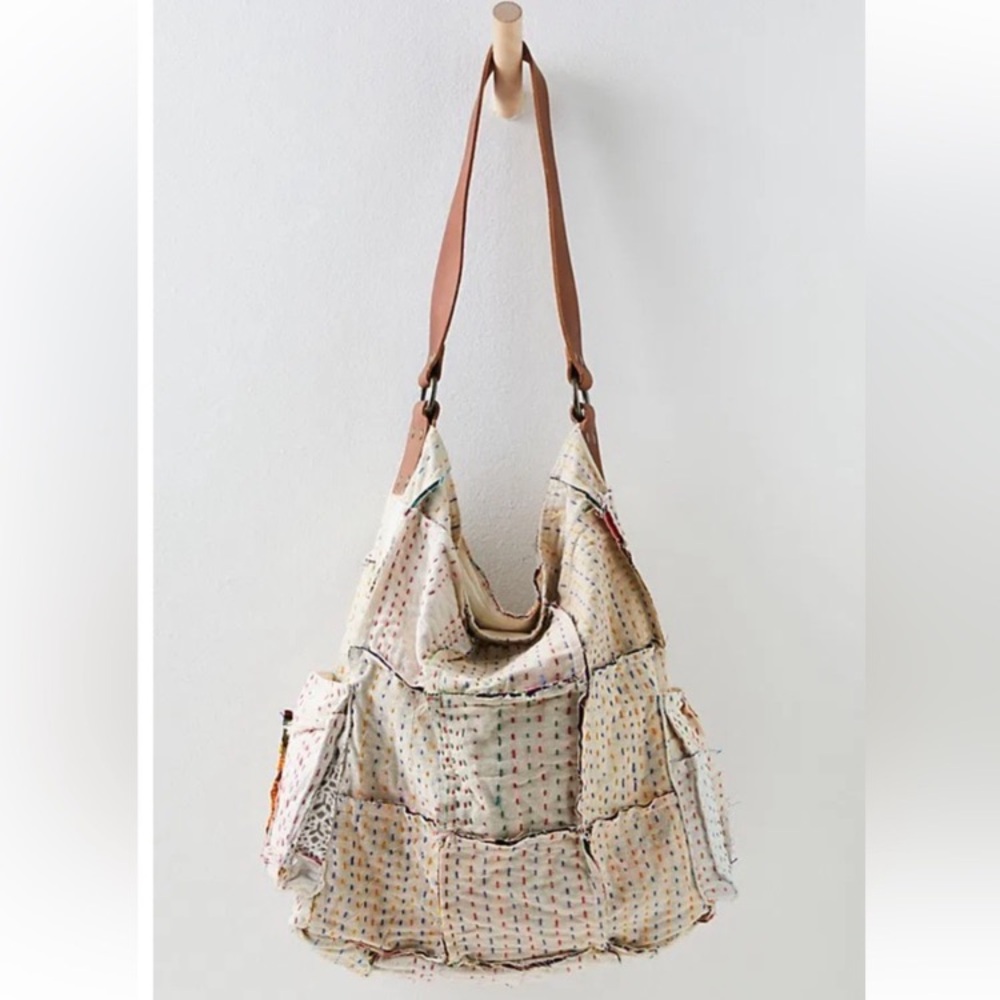 FREE PEOPLE Kaleidoscope Patch Tote Bag in Ivory
